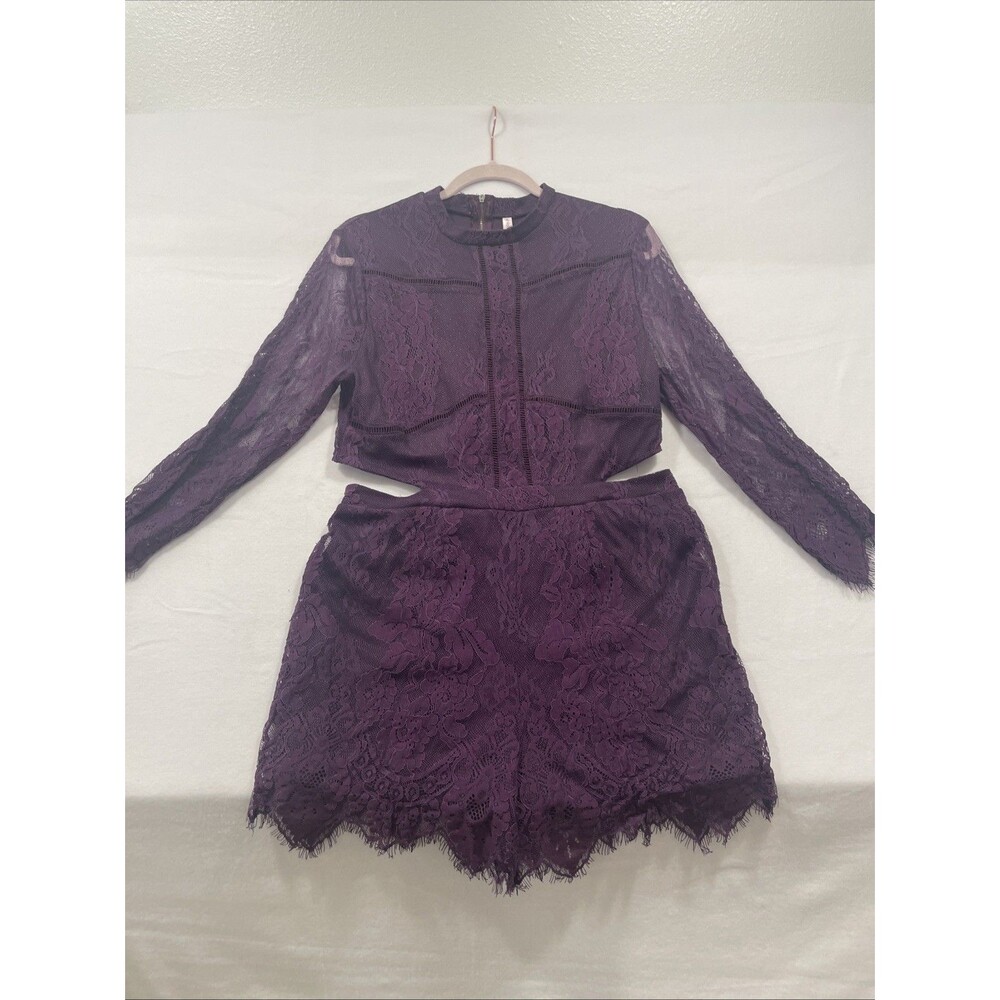 Xhilaration Women’s Purple Large Medium Lace Romper Whimsygoth Fairy Princess Fe